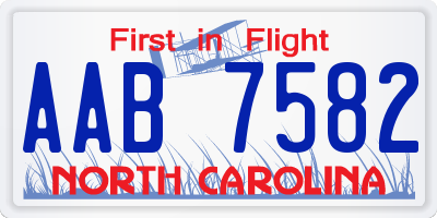 NC license plate AAB7582