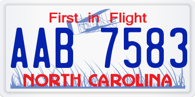 NC license plate AAB7583