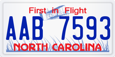 NC license plate AAB7593