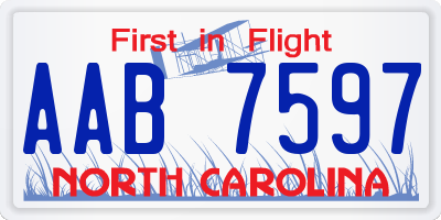 NC license plate AAB7597