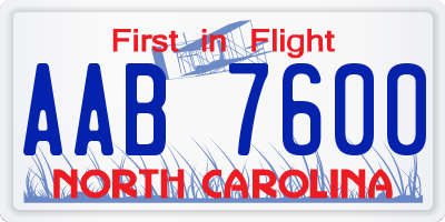 NC license plate AAB7600