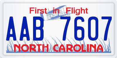 NC license plate AAB7607
