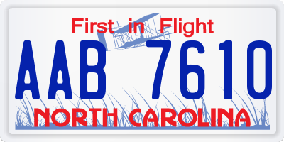 NC license plate AAB7610