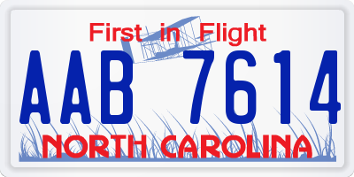 NC license plate AAB7614