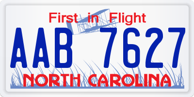 NC license plate AAB7627