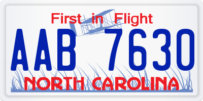 NC license plate AAB7630