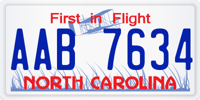 NC license plate AAB7634