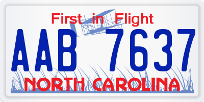 NC license plate AAB7637