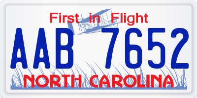 NC license plate AAB7652