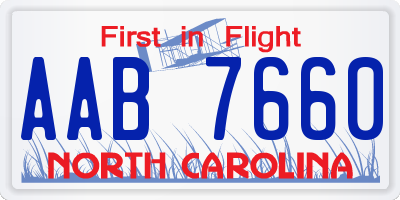 NC license plate AAB7660