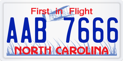 NC license plate AAB7666