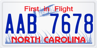 NC license plate AAB7678