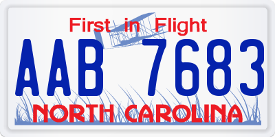 NC license plate AAB7683