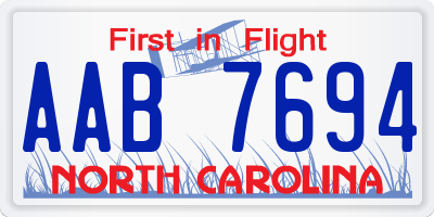 NC license plate AAB7694