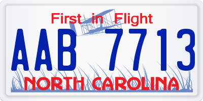NC license plate AAB7713