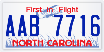 NC license plate AAB7716