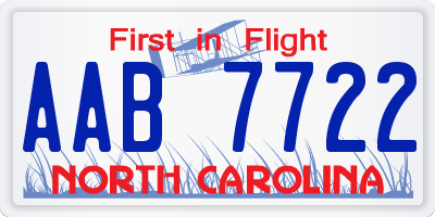NC license plate AAB7722