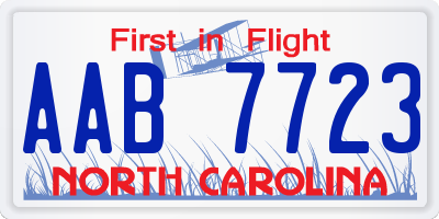 NC license plate AAB7723