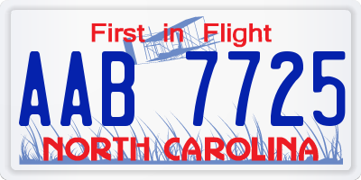 NC license plate AAB7725