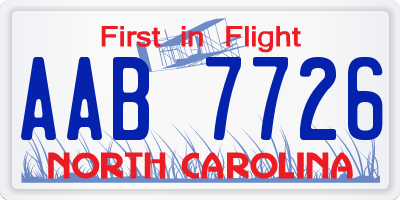NC license plate AAB7726