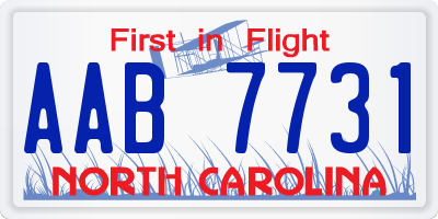 NC license plate AAB7731