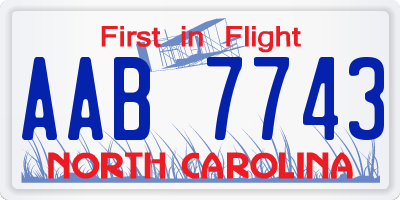 NC license plate AAB7743