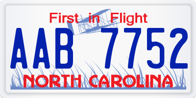 NC license plate AAB7752