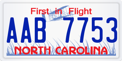 NC license plate AAB7753