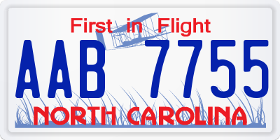 NC license plate AAB7755