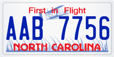 NC license plate AAB7756