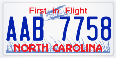 NC license plate AAB7758