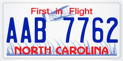 NC license plate AAB7762