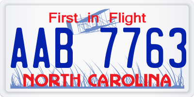 NC license plate AAB7763