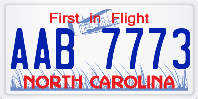 NC license plate AAB7773