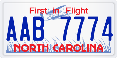 NC license plate AAB7774