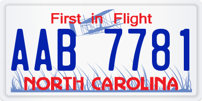 NC license plate AAB7781
