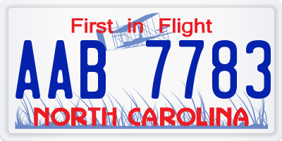 NC license plate AAB7783