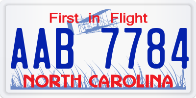 NC license plate AAB7784