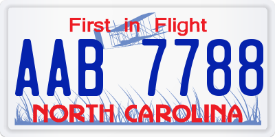 NC license plate AAB7788