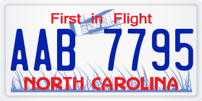 NC license plate AAB7795