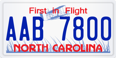 NC license plate AAB7800