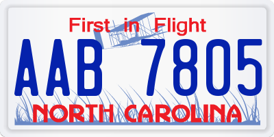 NC license plate AAB7805