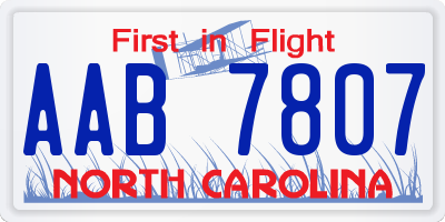 NC license plate AAB7807