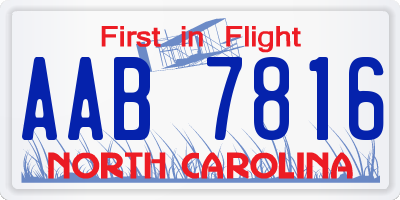 NC license plate AAB7816