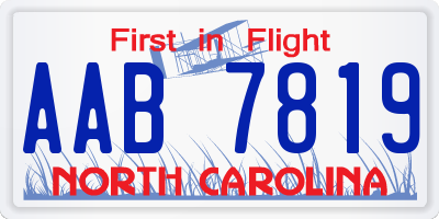 NC license plate AAB7819