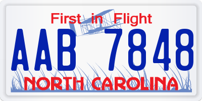 NC license plate AAB7848