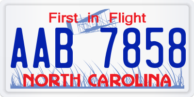 NC license plate AAB7858