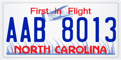 NC license plate AAB8013