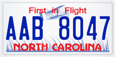 NC license plate AAB8047