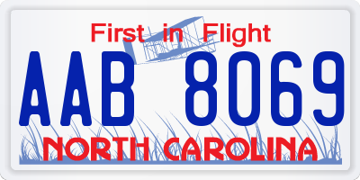 NC license plate AAB8069